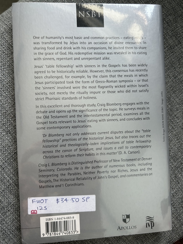 New Studies in Biblical Theology: Contagious Holiness: Jesus' Meals with Sinners (Craig L. Blomberg)
